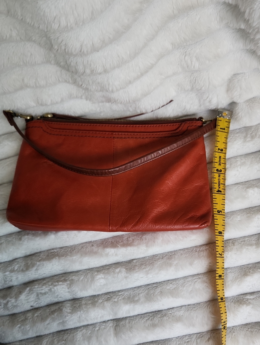 Rust Orange Leather Wristlet/ Clutch/Shoulder Bag - Picture 8 of 15